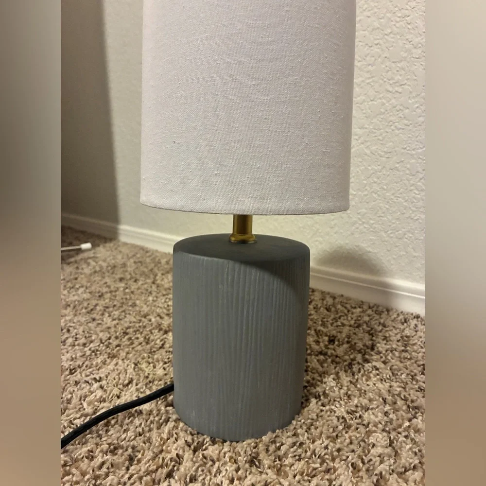 Threshold Gray Wood Grain Table Lamp – Modern 13” Accent Lamp